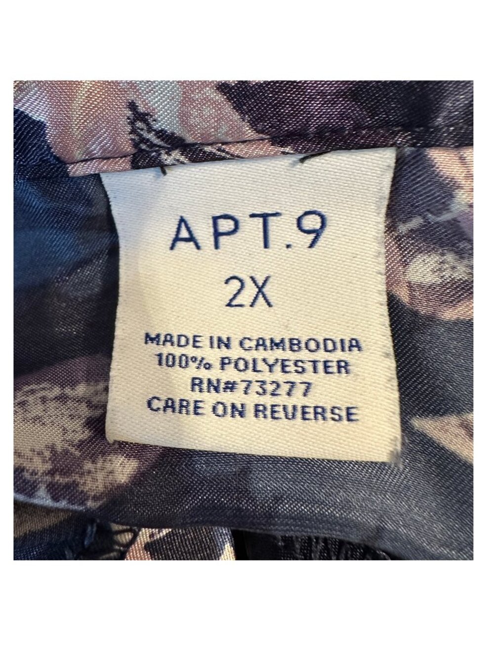 Apt 9 Navy Floral Pajama Set Size 2X - Picture 2 of 4